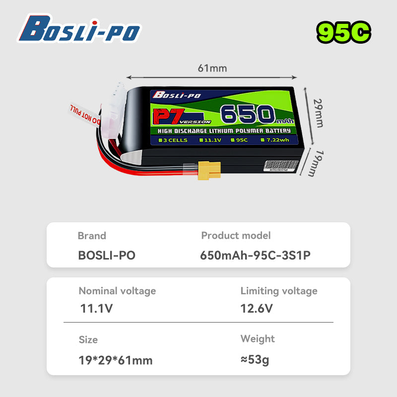 Boslipo P7 Versiyon 650mAh 95C - Drone Battery 4S incelemesi ve fiyatı