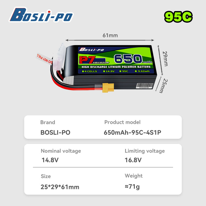 Boslipo P7 Versiyon 650mAh 95C - Drone Battery 4S incelemesi ve fiyatı