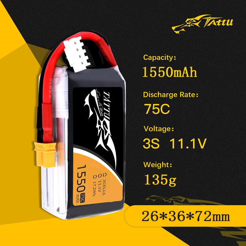 TATTU 3S 11.1V 1550mAh RC LiPo - Drone Battery Connector incelemesi ve fiyatı